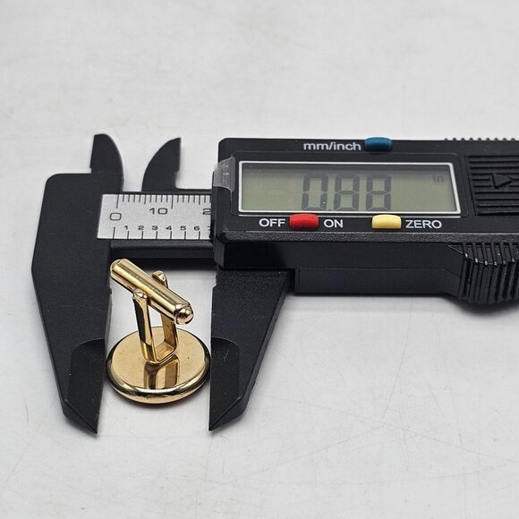 Gold Tone Cufflinks With Red Enamel Round Design Mid Century - Picture 4 of 4